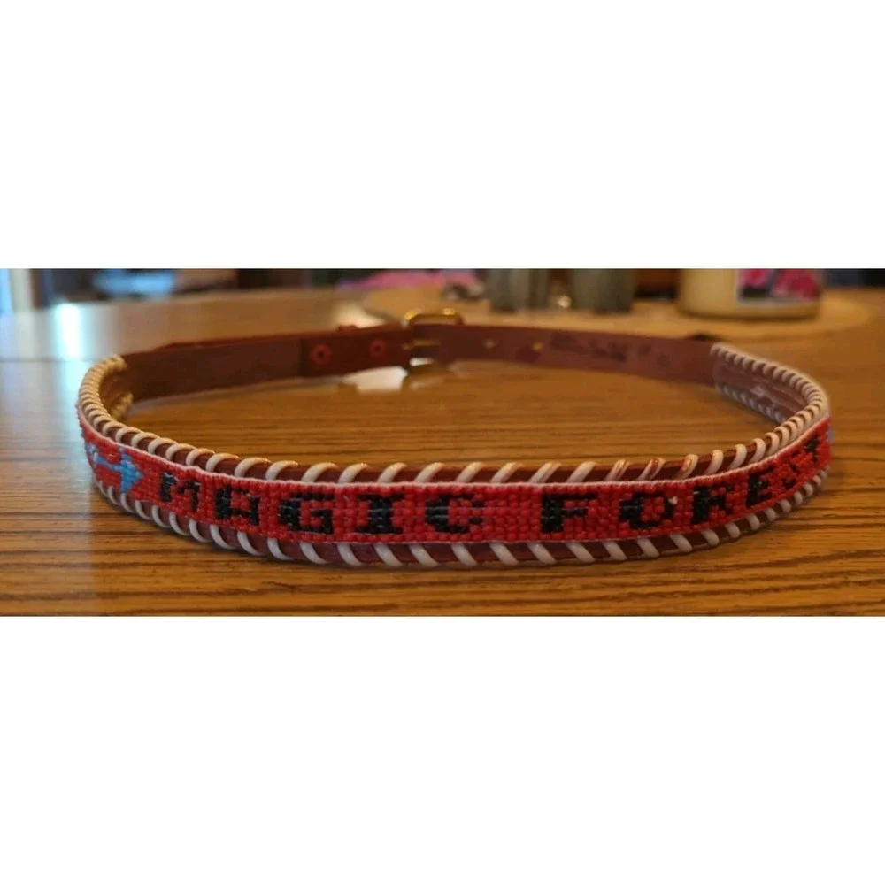 NOS Magic Forest Lake George NY Novelty Beaded Leather Belt Kids Youth Adult 30